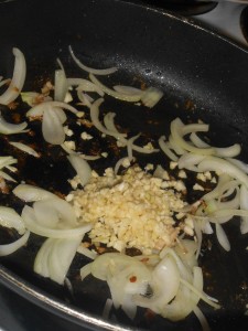 chopped garlic added